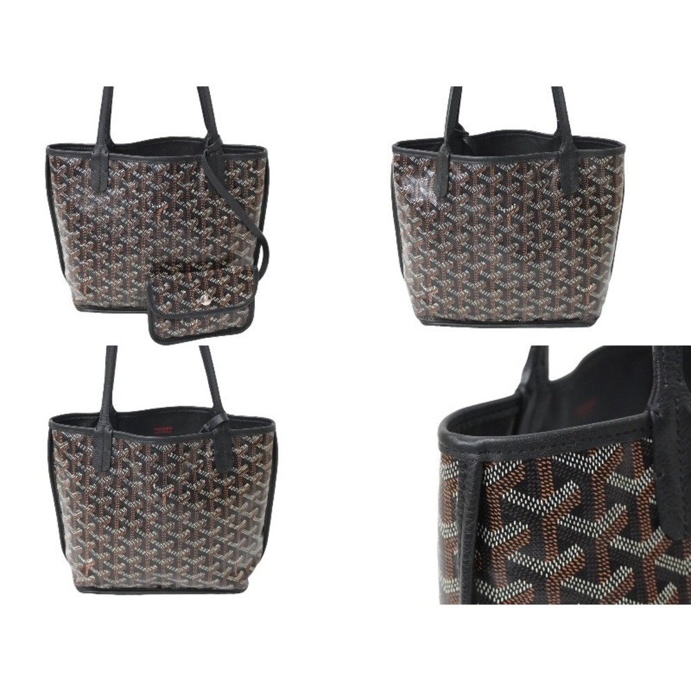 Goyard Coated Canvas Black Bag Ange Handbag Reversible Tote